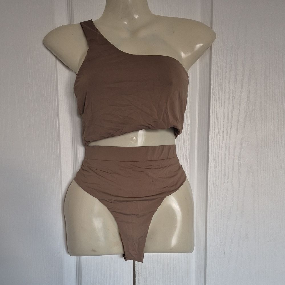 Myra Swim One-Shoulder Brown Bikini Set